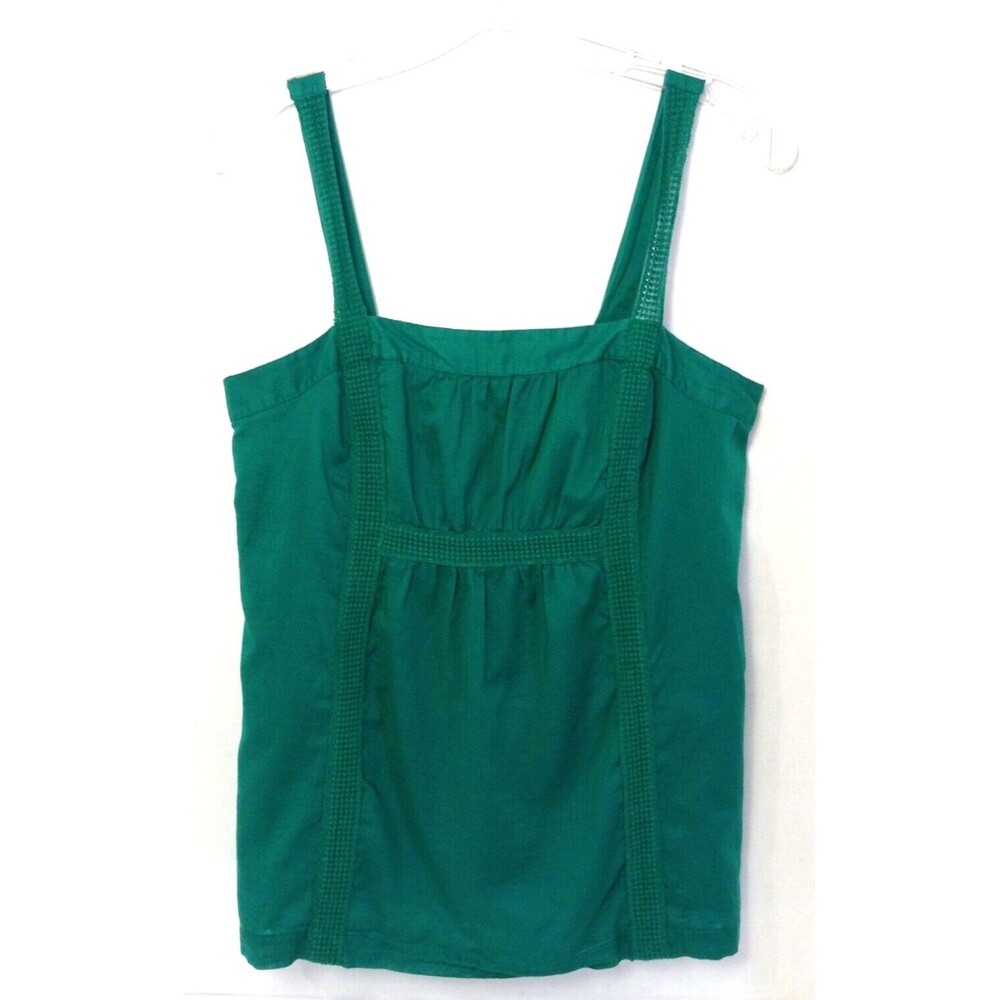 Vtg Old Navy Tank Top Wn M Green Square Neck Cami Babydoll Crochet Coquette Y2K
